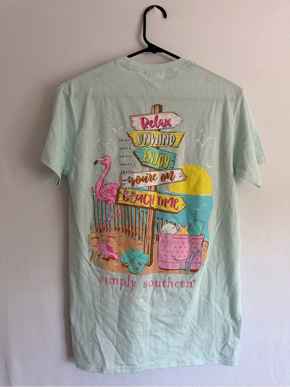 Simply Southern Preppy Beach Signs Breeze Short Sleeve T-Shirt Women's Size S